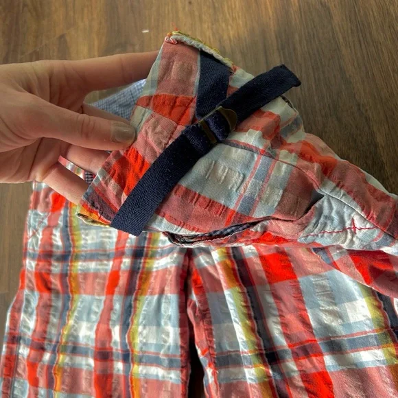 TAIKONHU Seersucker Plaid Patchwork Bermuda Shorts Preppy Coastal Y2K Style | S - Picture 8 of 15